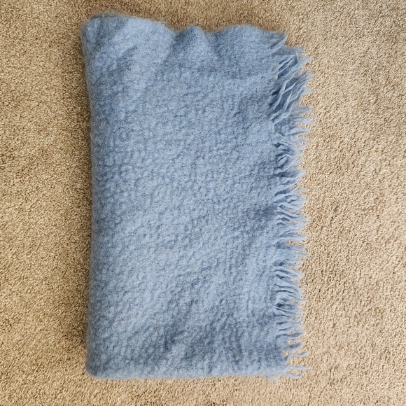 WARATAH Throw Lap Blanket Blue 100% Mohair Pile Made In Australia 50 x 40 Fringe - Picture 3 of 6